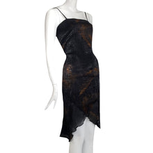 Load image into Gallery viewer, ROMEO GIGLI 90s Dark blue and golden peated dress