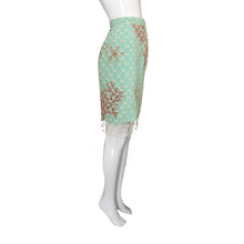 Load image into Gallery viewer, VALENTINO Boutique pastel green skirt with beaded starfish, coral and fishnet