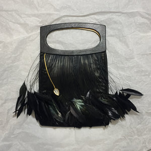 LALIQUE Feather Embellished Silk Evening Bag