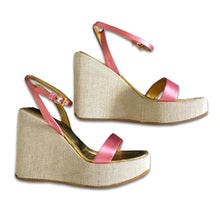 Load image into Gallery viewer, PRADA 1997 Pink satin wedges