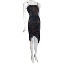 Load image into Gallery viewer, ROMEO GIGLI 90s Dark blue and golden peated dress